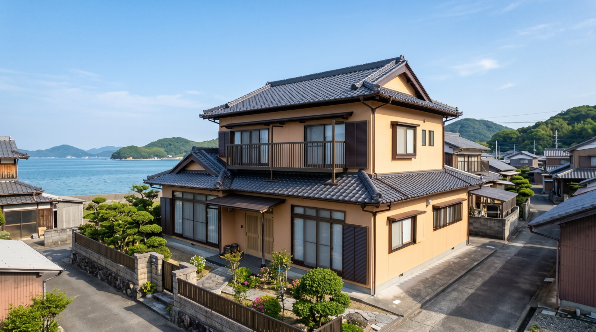 塗り替えを終えた和木町の住宅